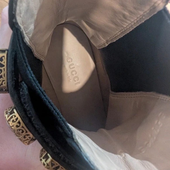 Gucci Black Leather Booties with Gold Star and Bee Accents - Picture 5 of 8